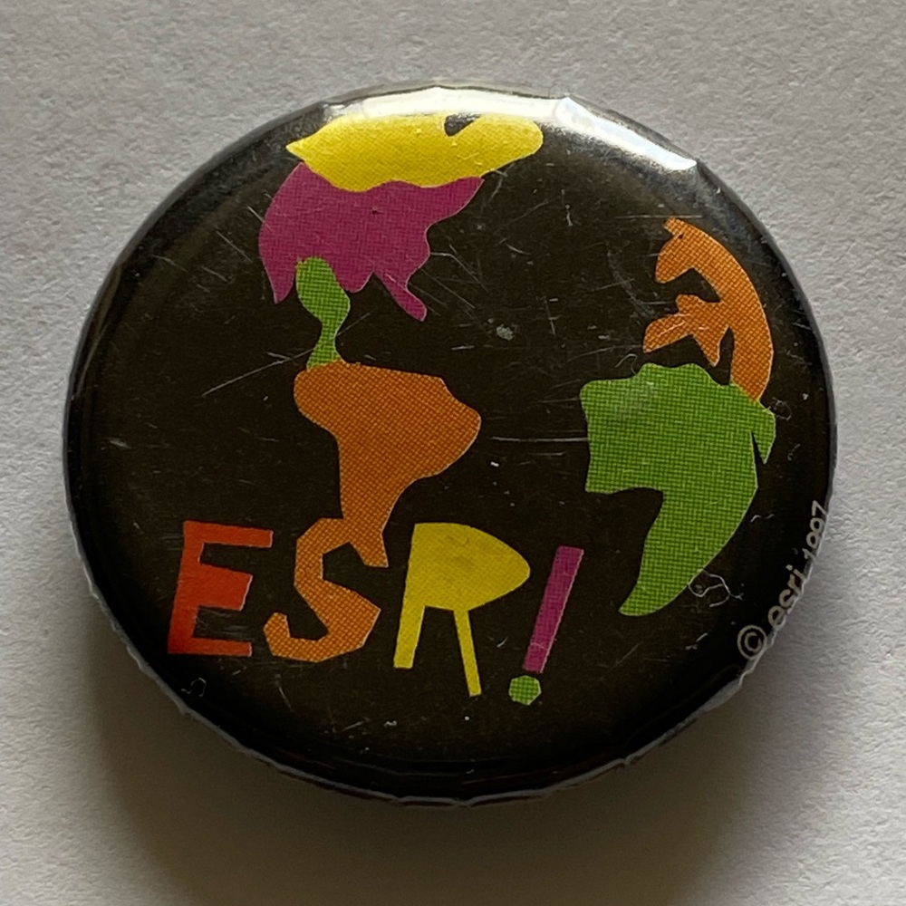 ESRI World Map Vintage 90s Collectible Button Pin